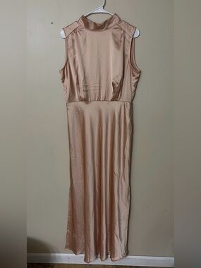 Sleeveless Satin Maxi Dress - Blush